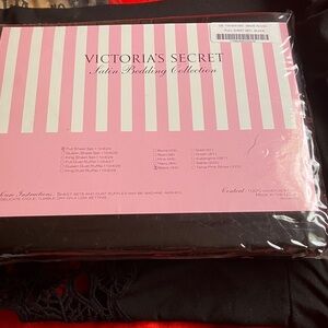 Victoria's Secret Pink and Black Satin Bedding never used.